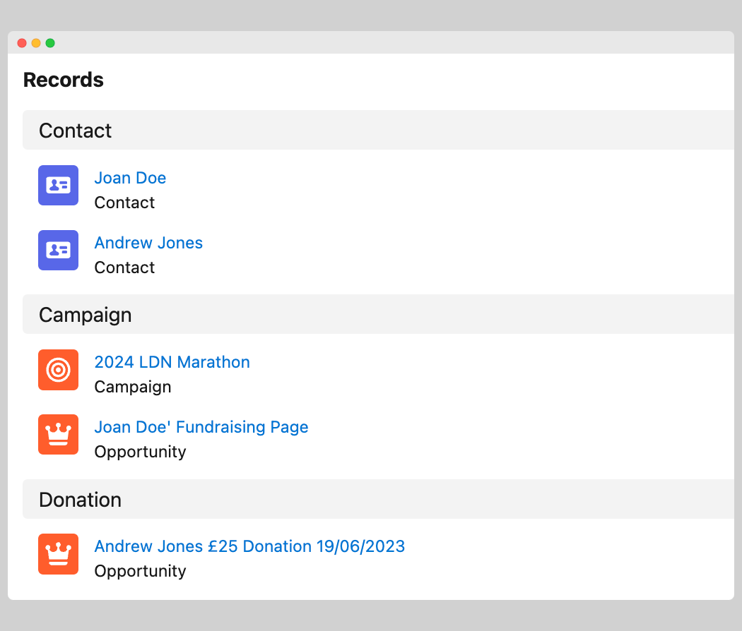 Flow execution after SObject type change showing Opportunity objects for fundraiser