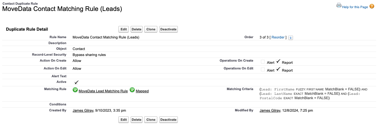 Contact duplicate rule referencing the lead matching rule