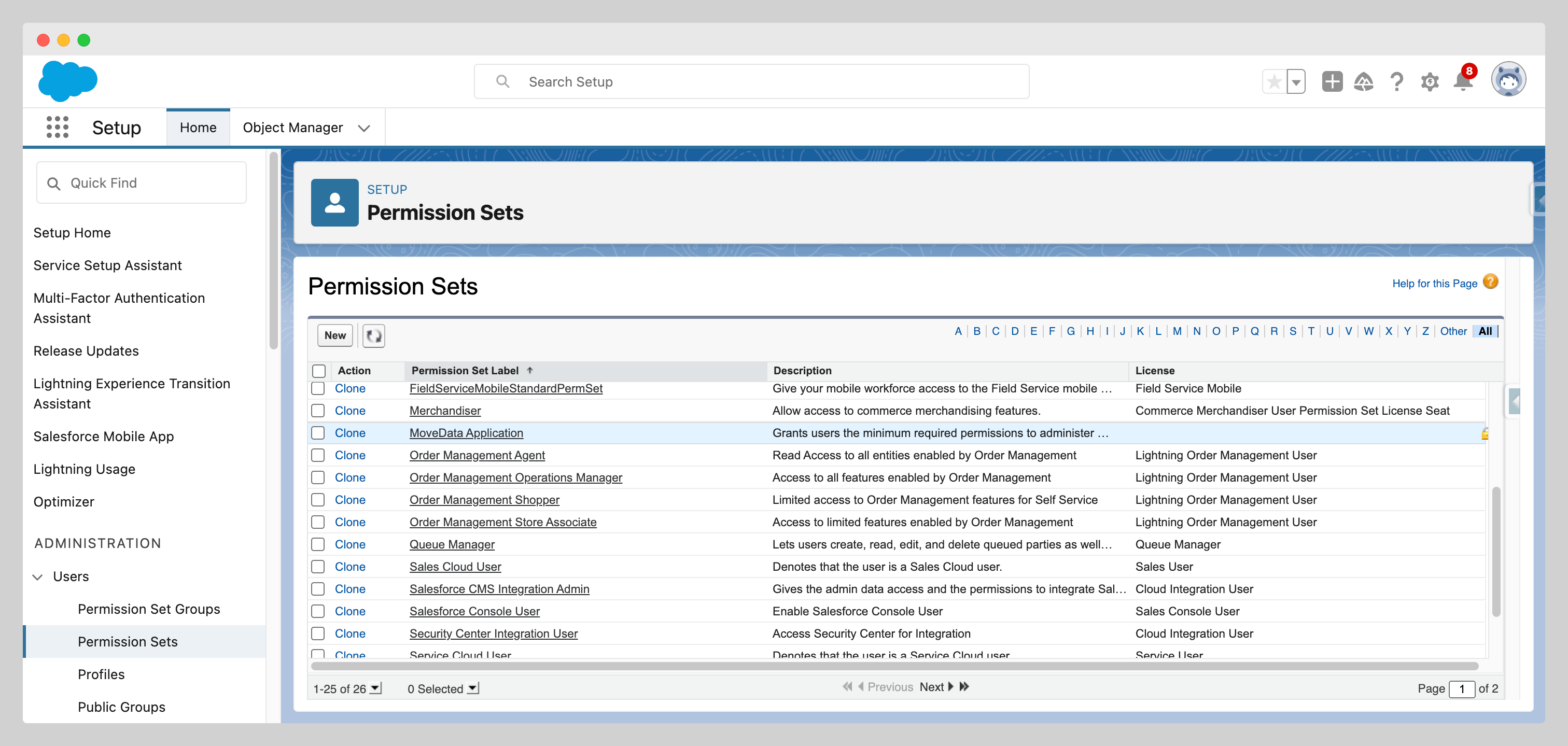 Permission Sets in Salesforce Setup