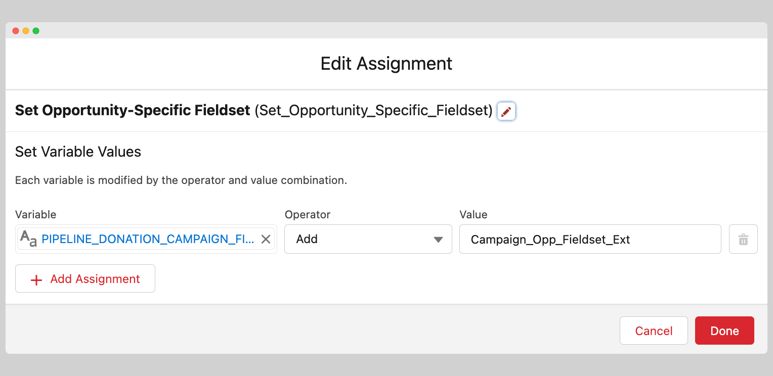Set Fieldset metadata flow action