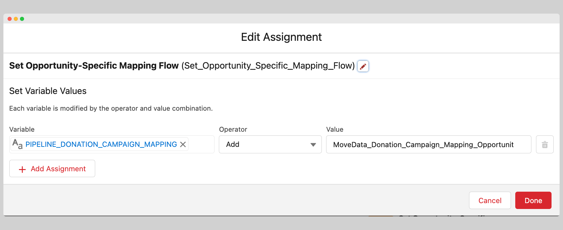 Set Mapping metadata flow action