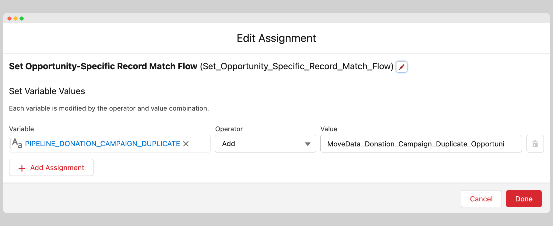 Set Record Match metadata flow action