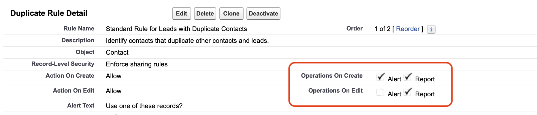 Duplicate rules action types