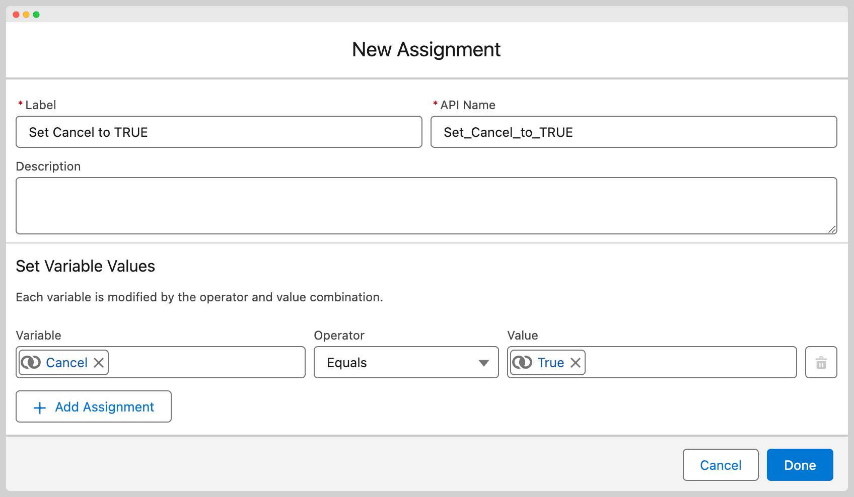 Cancel assignment