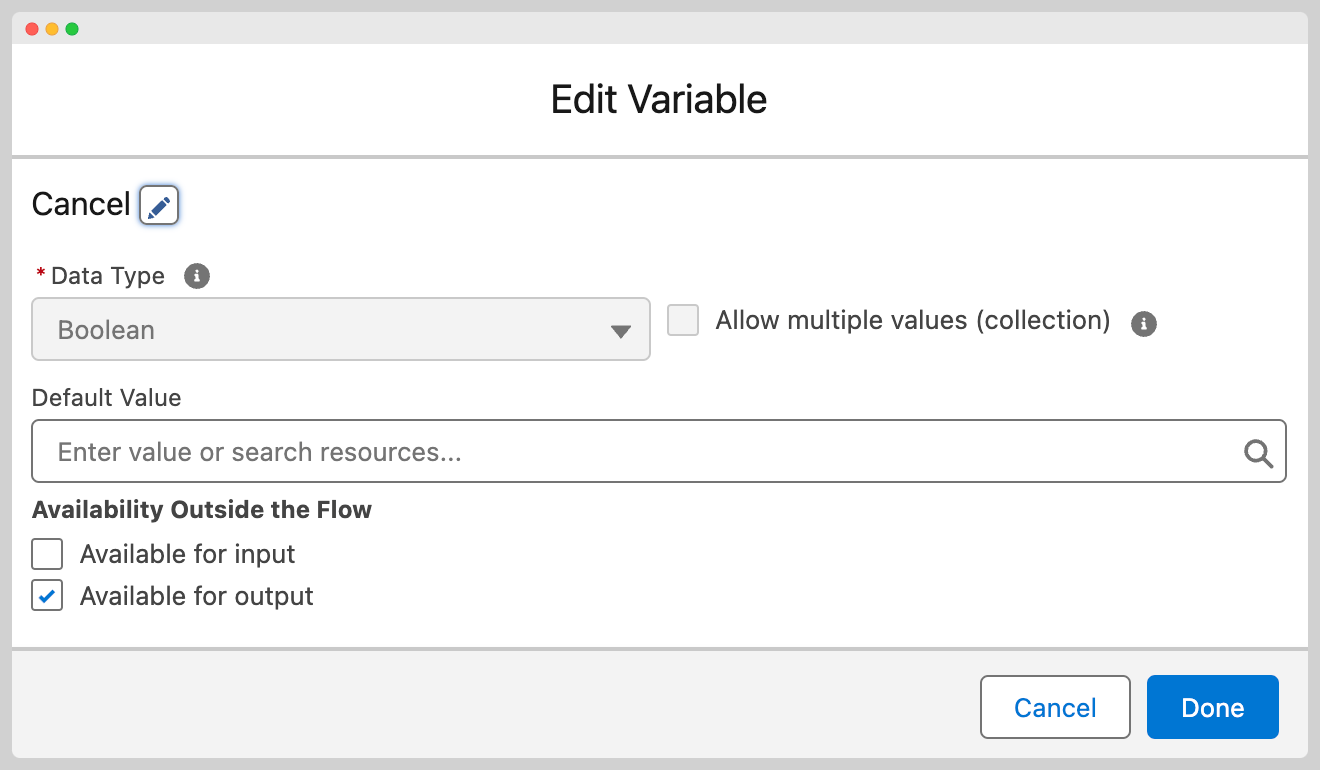Cancel variable